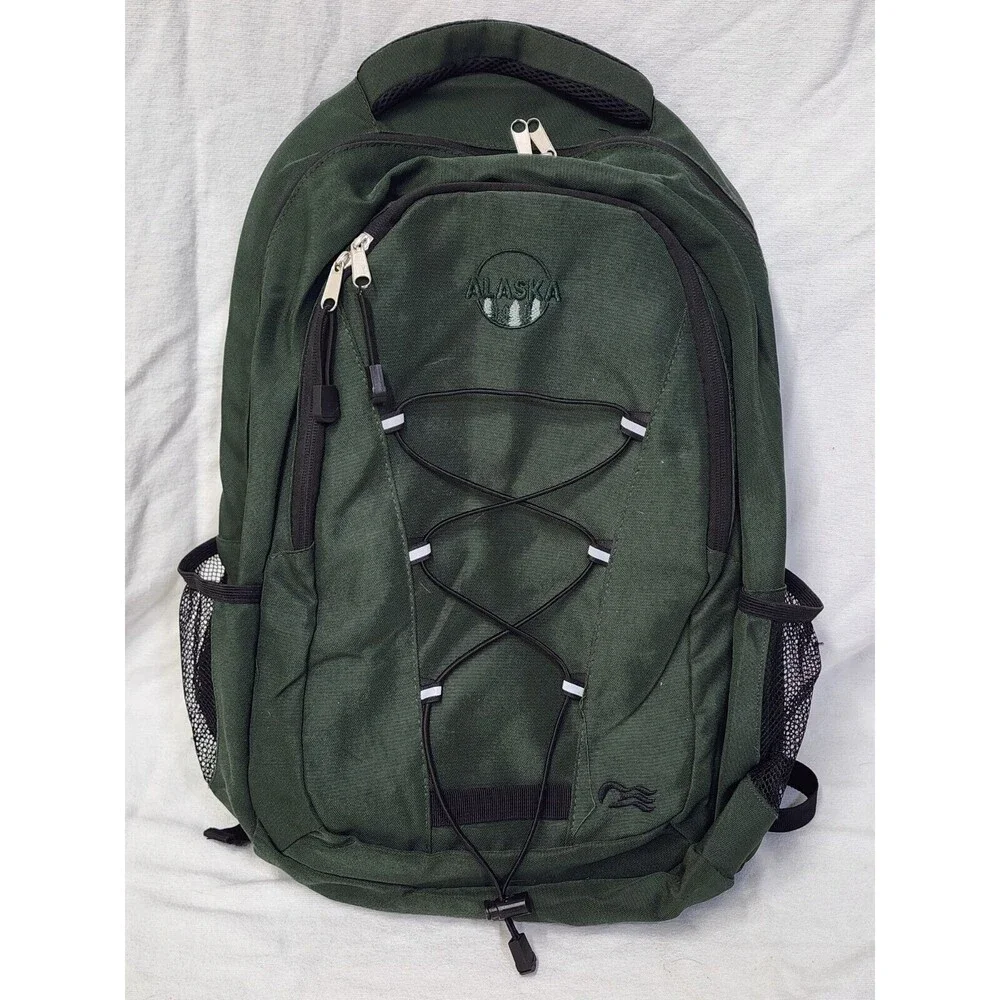 Alaska Green Canvas Backpack 2 Zipper. - Picture 2 of 15